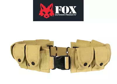 Fox Outdoor 10 Pocket Cartridge Belt 34  To 58  Waist Canvas Khaki • $24