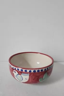 New Solimene Vietri Soup Cereal Bowl Italy Red Campagna Chickens Blue Dot 5  • $69.99