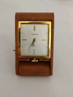 Jaeger LeCoultre Alarm Clock In Leather Folding Case 8 Days Working Well A17 • $45.47