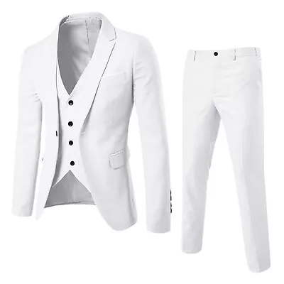 Jacket Vest & Pants Men Suit Slim 3-Piece Set Blazer Business Wedding Party Suit • $54.56