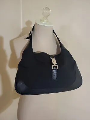 Authentic Vintage GUCCI Jackie Black Leather Nylon Shoulder Hobo Handbag  • $239