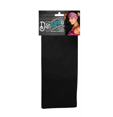 Solid Black Biker Danbando Bandanna Head Wrap Sweatband Spandex Headband • $12.95