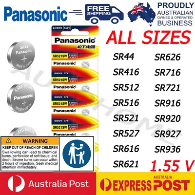 Panasonic SR44 SR416 SR512 SR516 SR521 SR527 Silver Oxide Watch Battery 1.55V • $3.99