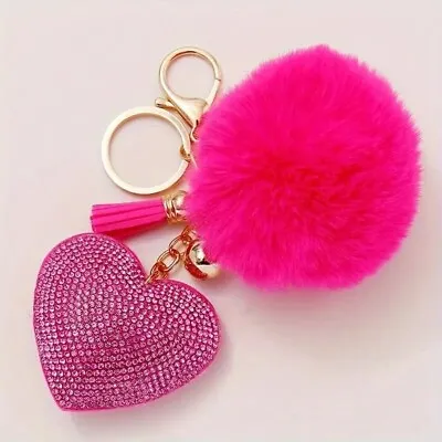 Purple Heart Shape Keychain Handbag Pendant Keychain Pendant Bag Charm Gift New • $16.98