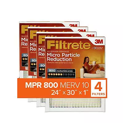 Filtrete 24x30x1 Air Filter MPR 800 MERV 10 Micro Particle Reduction 4 Filters • $37.59