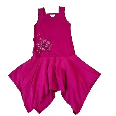Naartjie Kids Girls Vintage Fuschia Pink Handkerchief Asymmetrical Dress 9 • $20