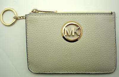 Authentic NWT Michael Kors FULTON Pebbled Leather CoinPouch ID Card Case Vanilla • $38.95