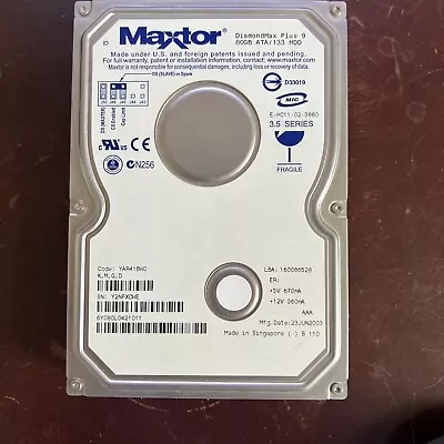 £13.40 • Buy Maxtor DiamondMax Plus 9 6Y080L0422611 80GB 3.5  IDE Desktop Hard Drive Inc VAT