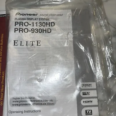 Pioneer Elite Pro-1130hd Pro-930hd Plasma Display Owners Manual Oem • $8