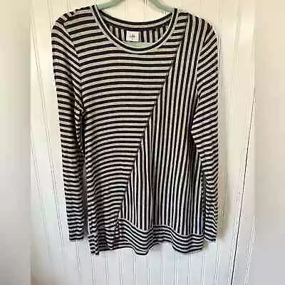 CaBI Long Sleeve Navy Stripe Shirt • $14.99