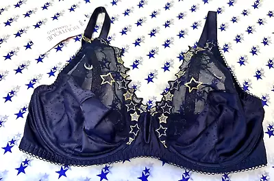 NEW! M&S Boutique X Damaris Navy Non-padded Balcony Bra With Stars/sparkle • £14.99