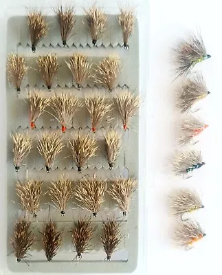 Sedgehog Stillwater Dry Flies Assorted Colours & Fly Box Trout Fly Fishing • £19.99