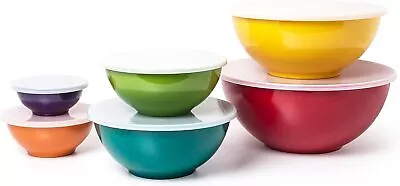 6piece Nesting Melamine Mixing Bowl Set With Lids Multicolor • $45.05