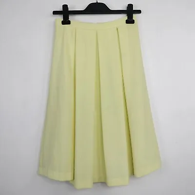 $34.90 • Buy Forever New Size 6 Yellow Midi Skirt Pleat Thick Fabric Exposed Zip Lined A Line