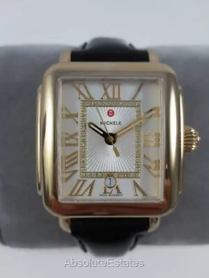 NEW Michele Deco Madison Gold Diamond Watch Leather Band MW06T00A9018 NIB + Box  • $854.99