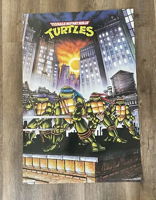 Vintage 1989 TMNT Teenage Mutant Ninja Turtles The Movie Poster Mirage 32 X 21 • $29.95