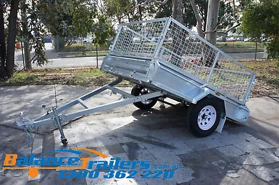 8X5 HOTDIP GALVANISED FULLY WELDED TIPPER BOX TRAILER WITH 600mm REMOVEABLE CAGE • $2400