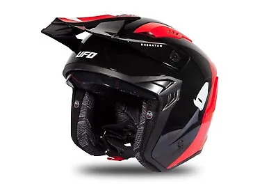 UFO Sheratan Jet Street Trials Helmet Red Black  Glossy -  All Sizes • $93.31