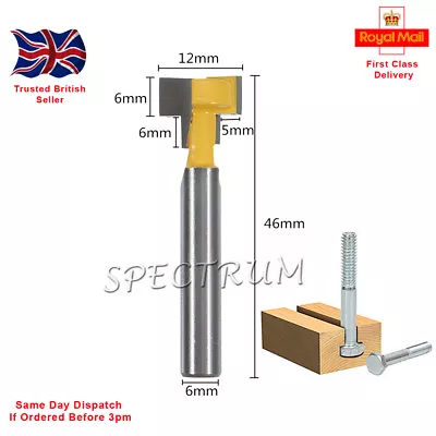 £4.29 • Buy 1/4  Shank, T-Slot Cutter Router Bit 1/2  (12.7mm). Tungsten Cobalt Alloy Blades
