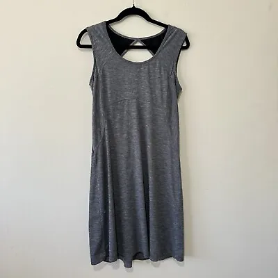 Prana Dress Womens Size M Gray Open Back Stretch Athletic Athleisure Preppy Logo • $21.88