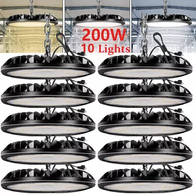 10 Pack 200W UFO LED High Bay Light Warehouse Garage Industrial Fixture Dimmable • $198.99