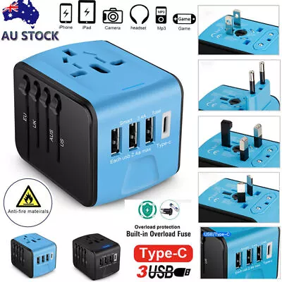 $26.99 • Buy International Travel Adapter Universal USB C 4 USB Power Adapter Worldwide 3.4A