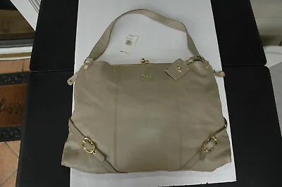 $39.99 • Buy Emma Fox Mineral Tan  Leather Dressage Kiss-Lock Satchel Handbag  ML10631