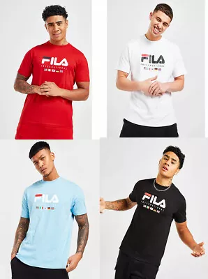 Fila Men Crew Neck Flag Logo Cotton Jersey Basic T Shirt Top Tee Tshirt XS-2XL • £12.99