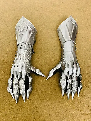 Medieval Armor Gauntlets - Nazgul Gauntlets In Silver - Steel Costume Gloves • £82.90