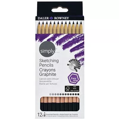 Daler Rowney Simply Sketching Pencils Crayons Graphite Set 12pk • £9.95