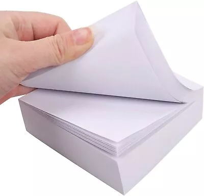 Memo Block Square White Plain Paper Sheet Cube Note Box Desktop Message Pad • £9.79