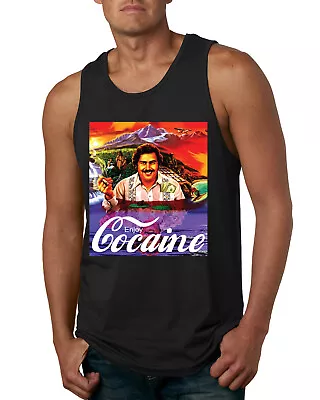 Pablo Escobar Narcos Enjoy Cocaine Funny Logo Parody Men Gym Tank Top • $33.95