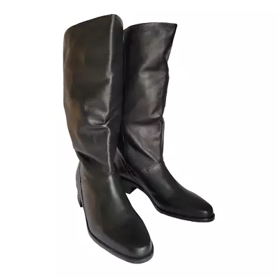 Studio Works Vintage Boots Women's 9M Soft Black Leather Calf Pull On SELENA  • $36