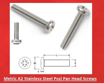 £2.20 • Buy Stainless Steel A2 Pozi Pan Head Machine Screws Posi Pan Din 7985 M3 M4 M5 M6