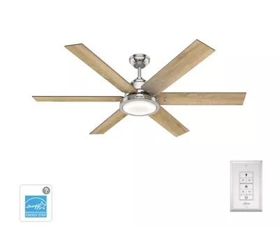 Hunter 60  Brushed Nickel 6 Blade LED Light Wall Control Ceiling Fan • $299