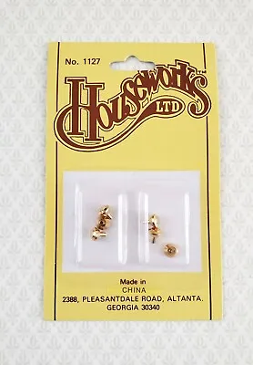 Dollhouse Miniature Tiny Gold Brass Knobs For Door Or Drawer Pulls Set Of 6 1:12 • $6.75