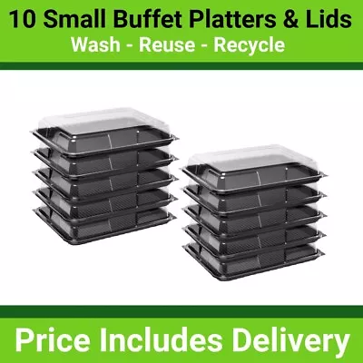 £15.50 • Buy 10 X Small Catering Platters/Trays & Lids  | For Sandwiches, Buffets And Parties
