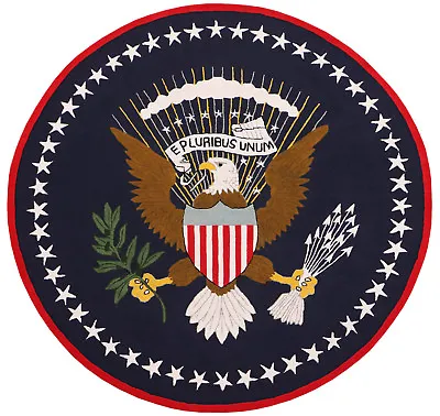 US Logo Flag 8'x8' Ft Eagle Pluribus President Hand Tufted 100% Woolen Area Rugs • $385.60