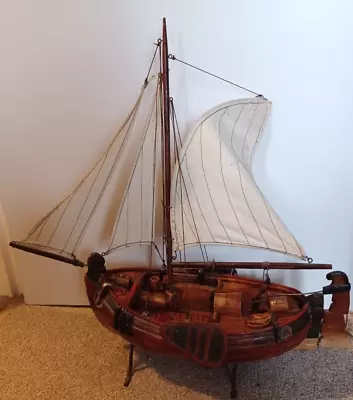 Vintage Yacht Sailing Boat Model With Metal Stand   For  Restoration • $37.29