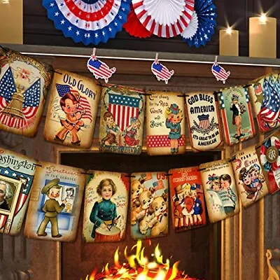 4th Of July Banner Independence Day Patriotic Decorations - 4th Of July Vintage • $12.29