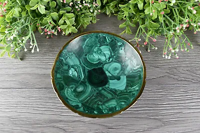 Round Malachite Dish Malachite Bowl From Congo  12.9 Cm   # 17521 • $56.66