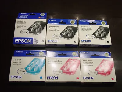 Genuine Epson T059 Black Cyan Magenta Ink Cartridges 07-09 New Sealed R2400 • $19.95