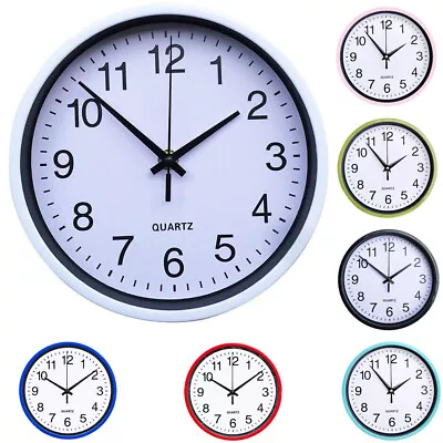 KHIM Round Wall Clock Office Kitchen Bedroom Bathroom Movement Home Clock • £8.99