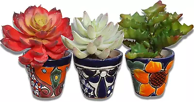 MEXTEQUIL - Mexican Pottery Planters - Set Of 3 Pieces - Talavera Pottery - S... • $33.99