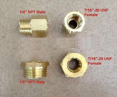 Fitting UNF 7/16-20 ORB-04 Female To Pipe 1/4” NPT Male Gauge Adapter • $10.98