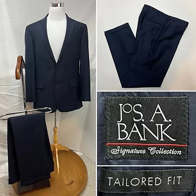 Men's Jos. A. Bank Navy Blue Wool 46XL Blazer Jacket 40XL Pants 2-Piece Suit • $129