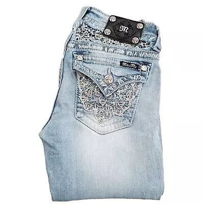 Miss Me Women's Embellished Sequin Boot Cut Denim Jeans JE8005B2L Size 26X32 • $23.79