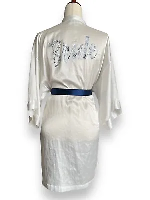 Victoria Secret Robe Bride Bridal Collection XS/S White Blue Satin Silky • $33