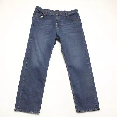 Wrangler Men's Size 40x32 Blue Straight Leg Dark Wash Cotton Blend Stretch Jeans • $13.99