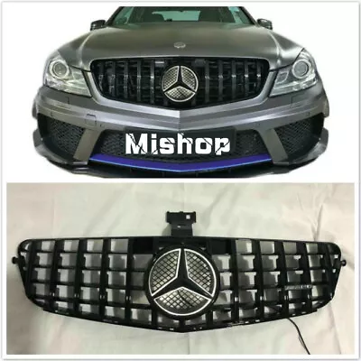 GT GTR W204 Grill Black W/ LED Star For 2008-2014 Mercedes Benz C-Class Grille  • $199.95